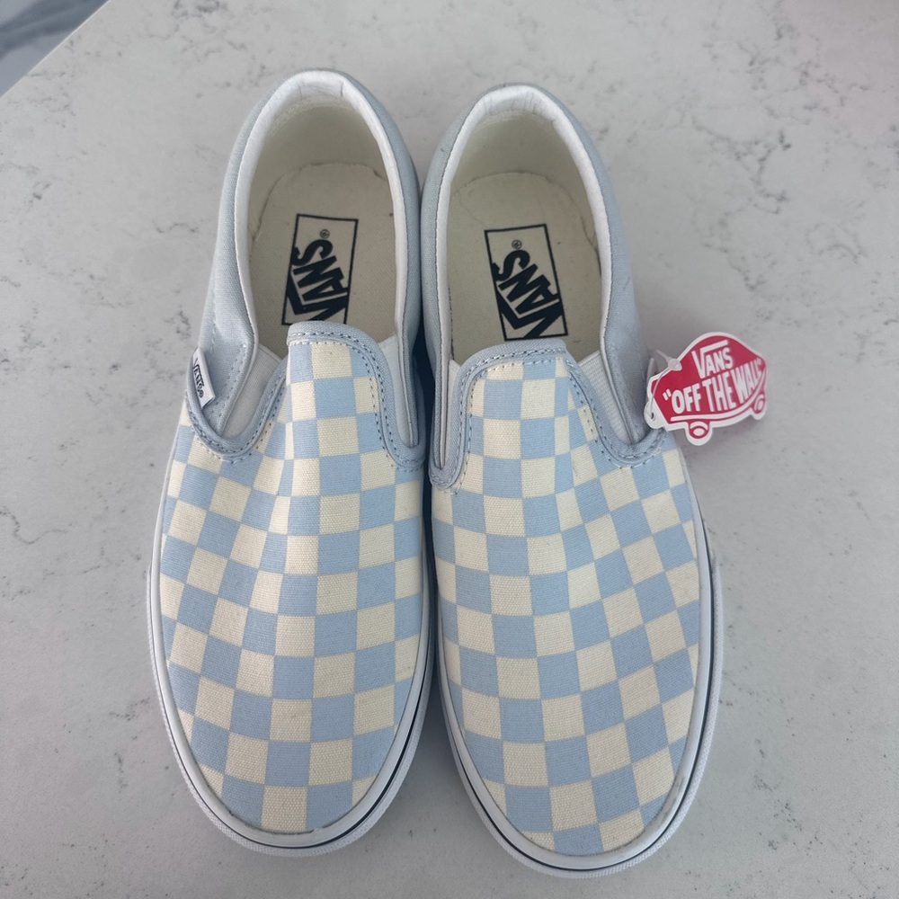 Vans Shoes in Sky Blue and White Checkered